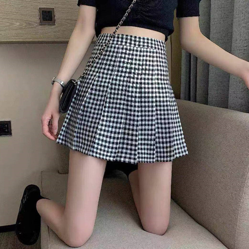 Plaid Pleated Skirt Women Summer New