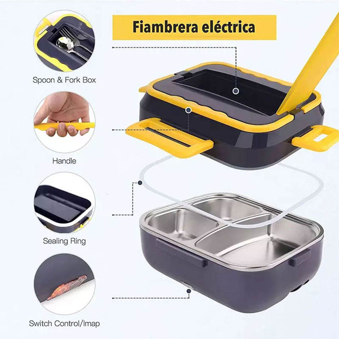 "Portable 1.5L Electric Lunch Box Set: Stainless Steel Cookware with Heater & Insulation Bag for Car and Truck Use"