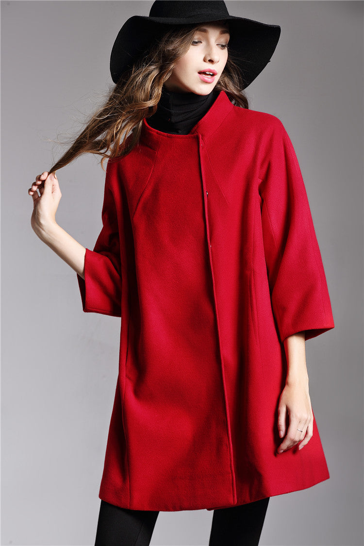 Loose Large Size Cloak Woolen Coat And Long Woolen Coat