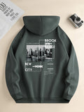 Men's new fashion hoodie, casual everyday drawstring hooded sweatshirt, city print, front kangaroo pocket, men's jacket - AMAZEALL.STORE