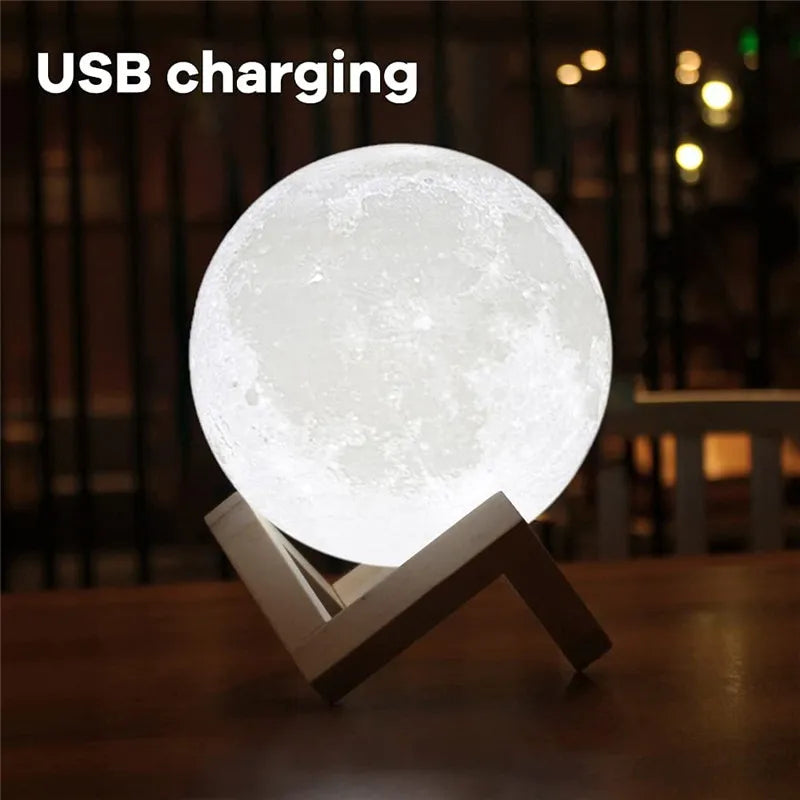 3D Printed Moon Lamp Rechargeable - AMAZEALL.STORE