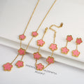 3Pcs 18k Gold-Plated Five-Leaf Flower Jewelry Set - AMAZEALL.STORE