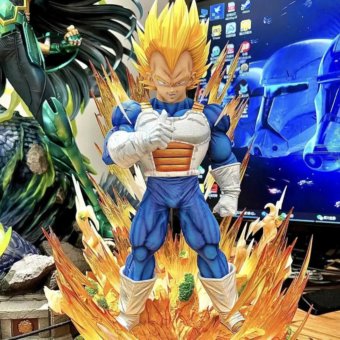 "36cm Dragon Ball GK Model – Super Saiyan Vegeta 1:6 Scale, 14.2-inch Majin Vegeta Large Statue, Room Decor Ornament, Collectible Gift Toy" - AMAZEALL.STORE