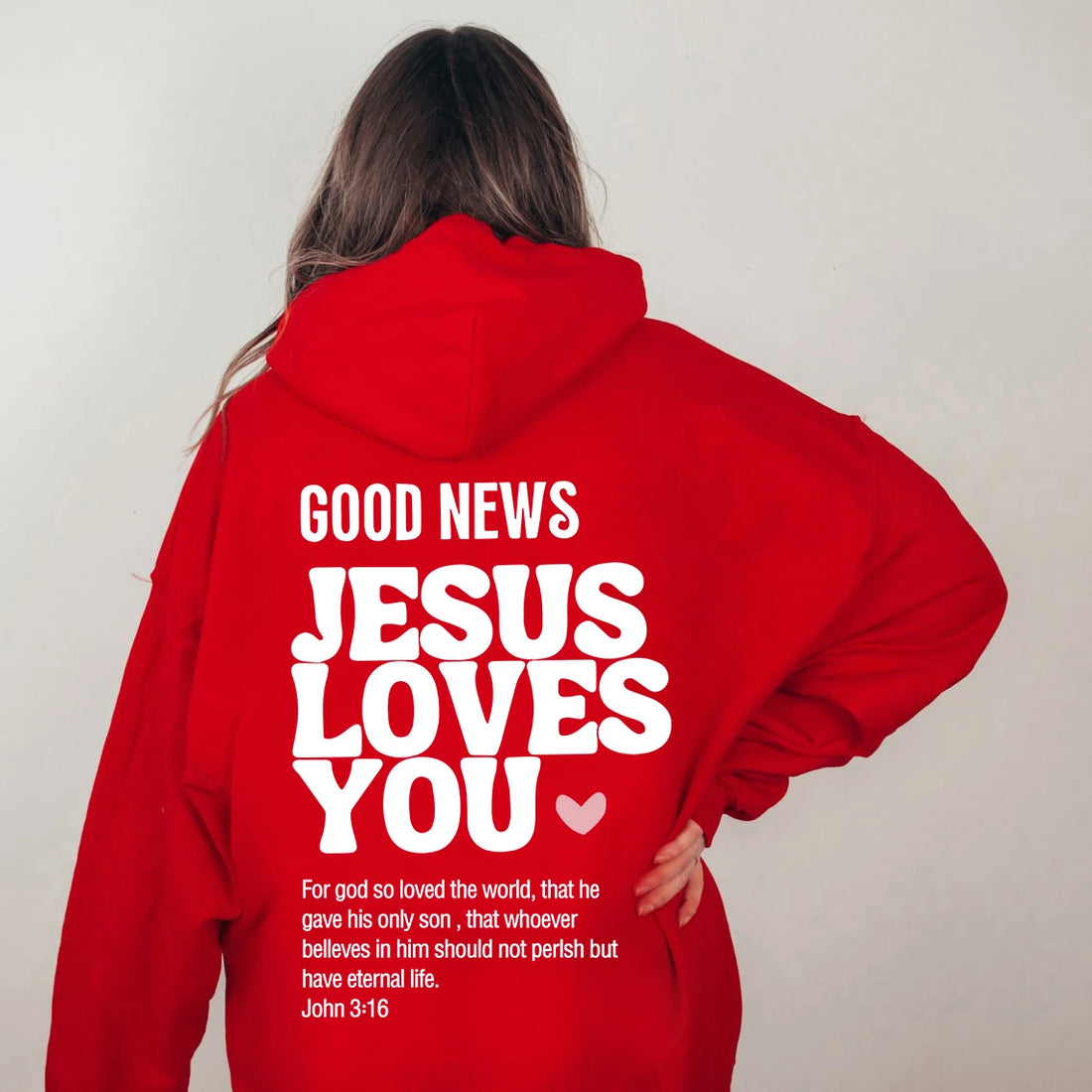 GOOD NEWS JESUS LOVES YOU Hoodie Christian Sweatshirt Jesus Hoodie Trendy Hoodie Bible Verse Shirt Unisex Aesthetic Clothes - AMAZEALL.STORE