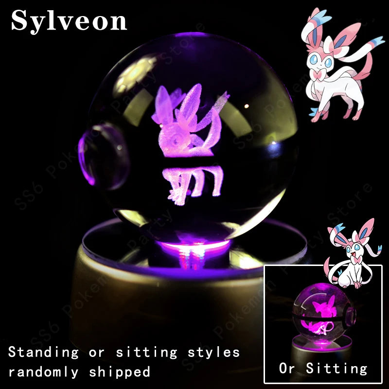 "Pokémon Crystal Ball 3D Lamp – Pikachu, Gengar, Mew, Mewtwo Glass Ball Figure with Pokéball Base, Perfect Night Light & Birthday Gift for Pokémon Fans" - AMAZEALL.STORE