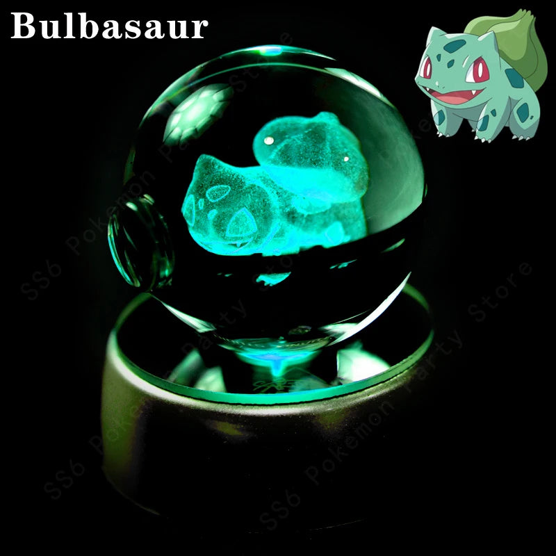 "Pokémon Crystal Ball 3D Lamp – Pikachu, Gengar, Mew, Mewtwo Glass Ball Figure with Pokéball Base, Perfect Night Light & Birthday Gift for Pokémon Fans" - AMAZEALL.STORE