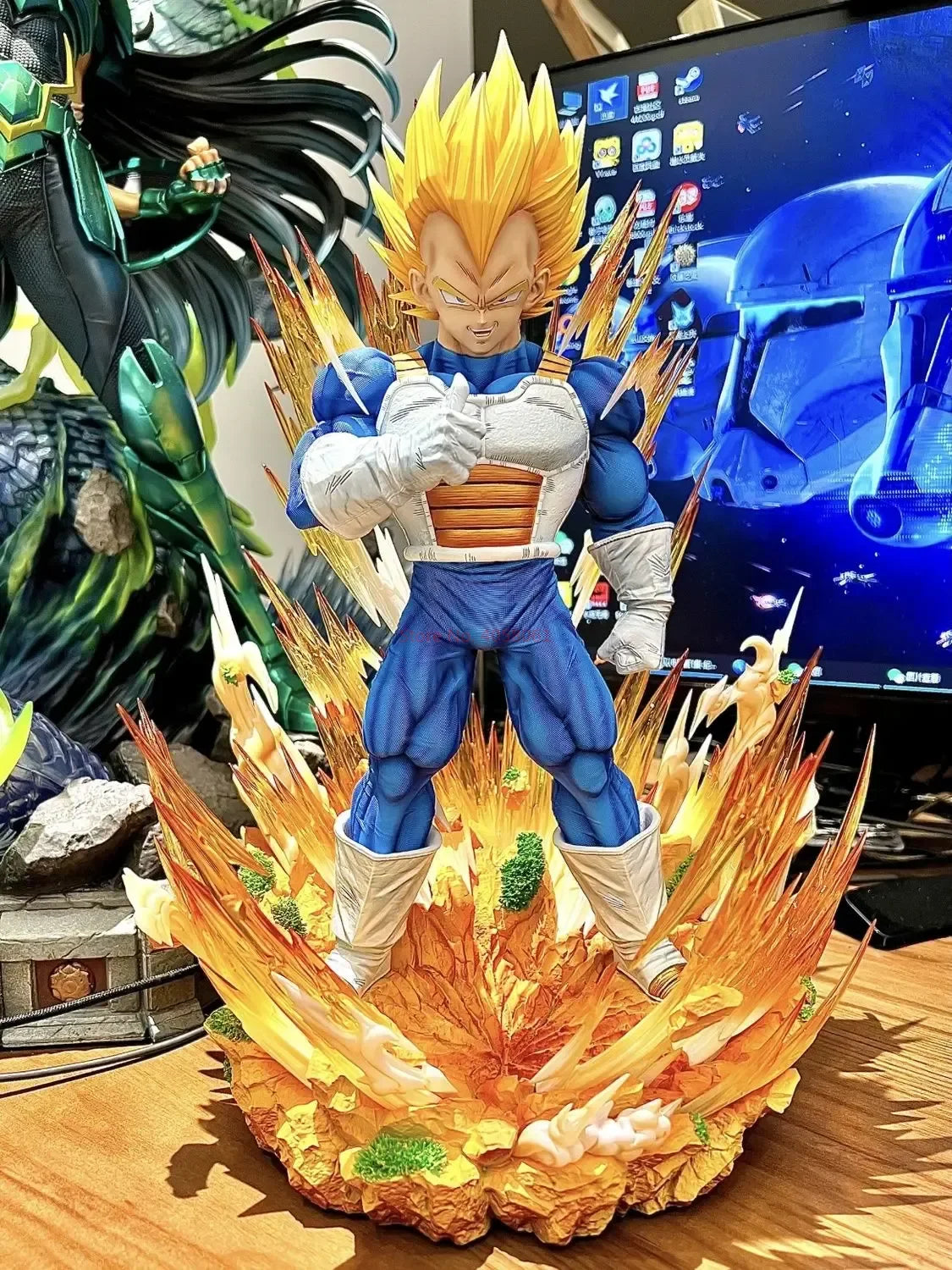 "36cm Dragon Ball GK Model – Super Saiyan Vegeta 1:6 Scale, 14.2-inch Majin Vegeta Large Statue, Room Decor Ornament, Collectible Gift Toy" - AMAZEALL.STORE