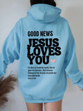 GOOD NEWS JESUS LOVES YOU Hoodie Christian Sweatshirt Jesus Hoodie Trendy Hoodie Bible Verse Shirt Unisex Aesthetic Clothes - AMAZEALL.STORE