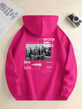 Men's new fashion hoodie, casual everyday drawstring hooded sweatshirt, city print, front kangaroo pocket, men's jacket - AMAZEALL.STORE