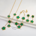 3Pcs 18k Gold-Plated Five-Leaf Flower Jewelry Set - AMAZEALL.STORE