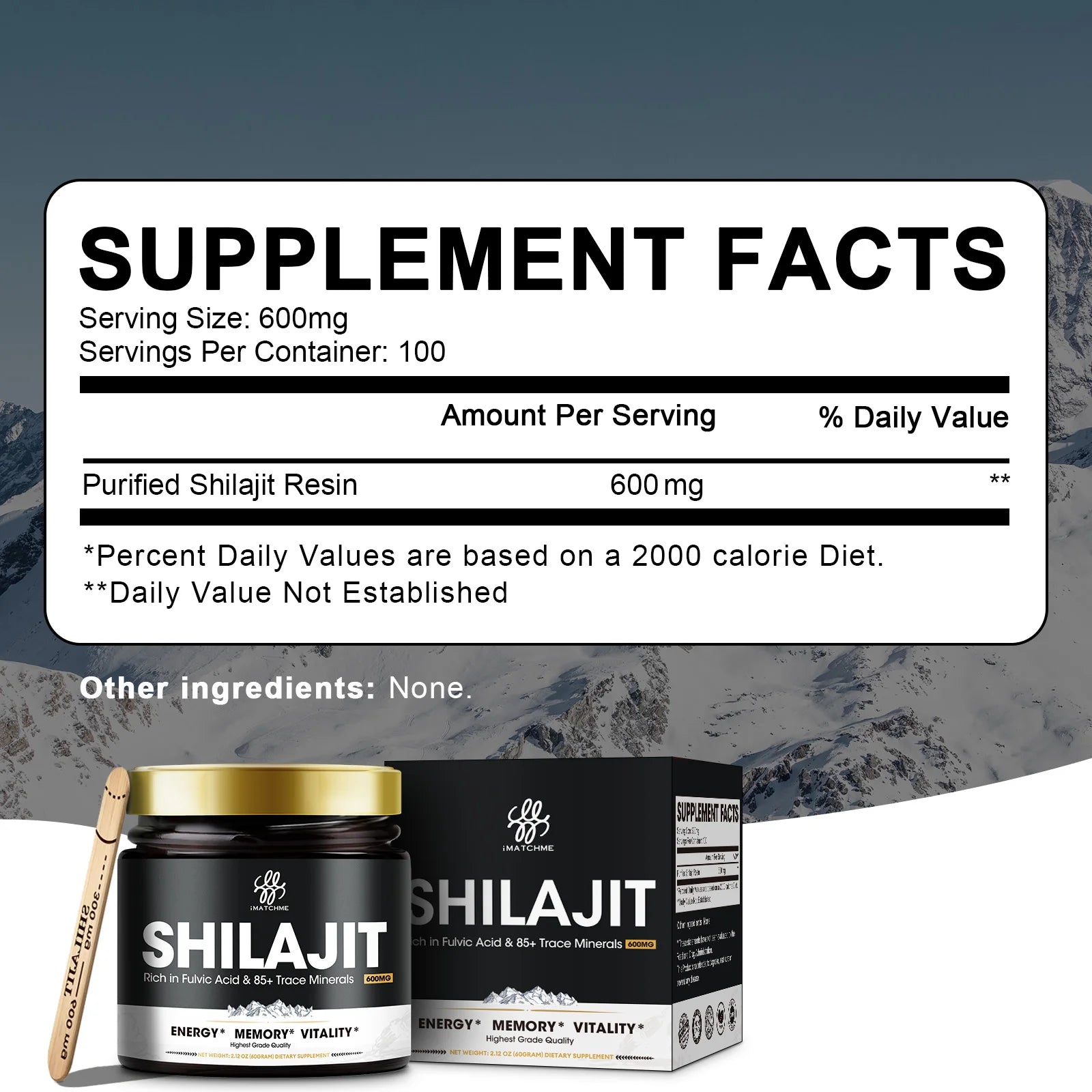 "iMATCHME 600MG Natural Shilajit Resin Drink – Original Mineral Supplement for Immune Health, Metabolism, and Overall Physical Wellness" - AMAZEALL.STORE