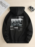 Men's new fashion hoodie, casual everyday drawstring hooded sweatshirt, city print, front kangaroo pocket, men's jacket - AMAZEALL.STORE