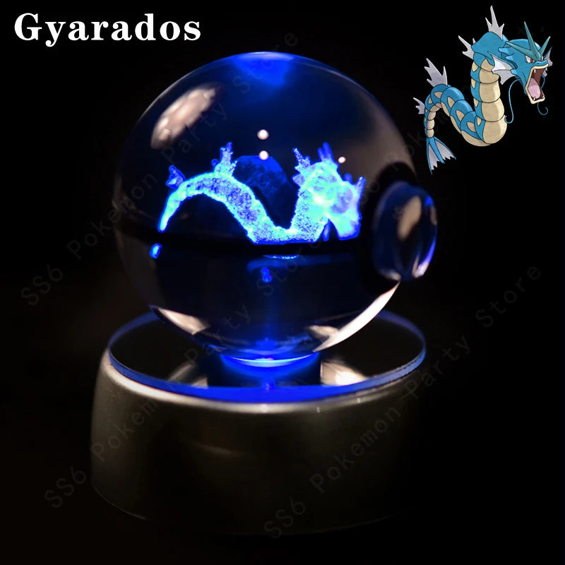 "Pokémon Crystal Ball 3D Lamp – Pikachu, Gengar, Mew, Mewtwo Glass Ball Figure with Pokéball Base, Perfect Night Light & Birthday Gift for Pokémon Fans" - AMAZEALL.STORE