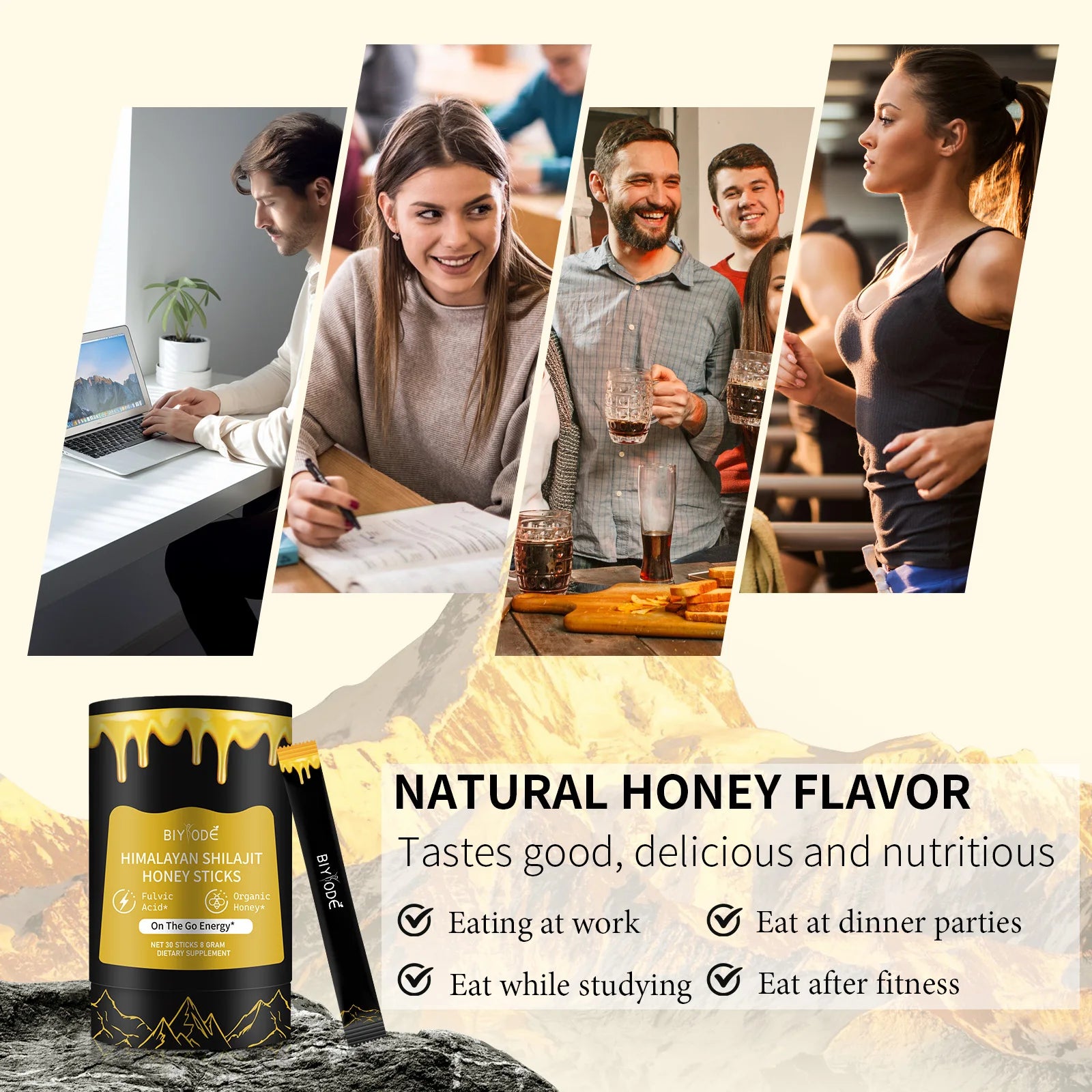 "Himalayan Shilajit Resin Honey Sticks – 30 Sticks of Natural Shilajit Resin, Sourced with Fulvic Acid, Sugar-Free, Individually Wrapped for Convenience" - AMAZEALL.STORE