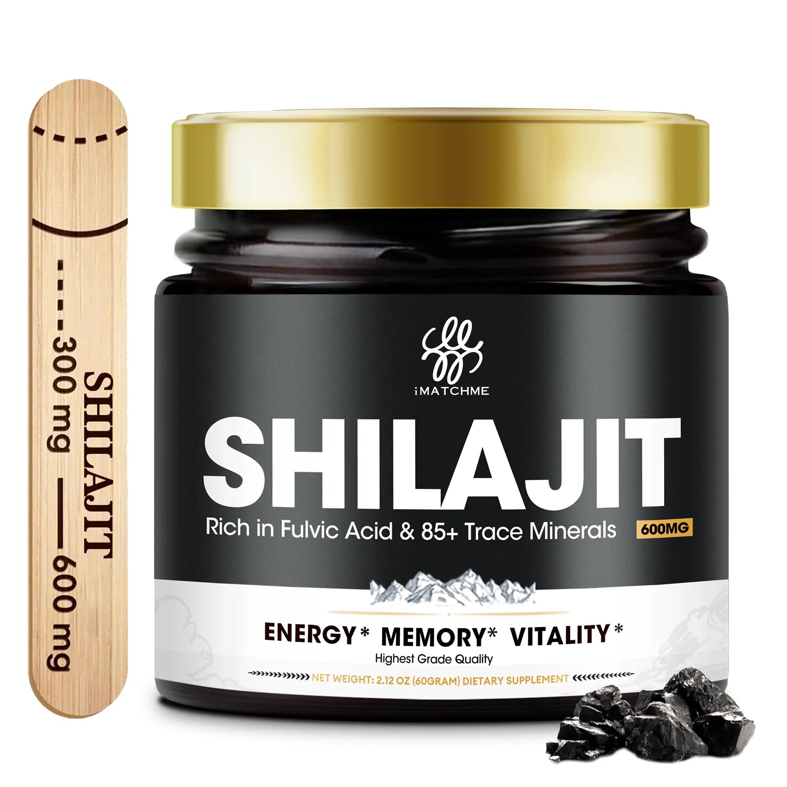 "iMATCHME 600MG Natural Shilajit Resin Drink – Original Mineral Supplement for Immune Health, Metabolism, and Overall Physical Wellness" - AMAZEALL.STORE