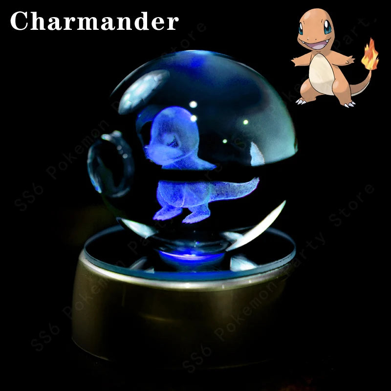 "Pokémon Crystal Ball 3D Lamp – Pikachu, Gengar, Mew, Mewtwo Glass Ball Figure with Pokéball Base, Perfect Night Light & Birthday Gift for Pokémon Fans" - AMAZEALL.STORE