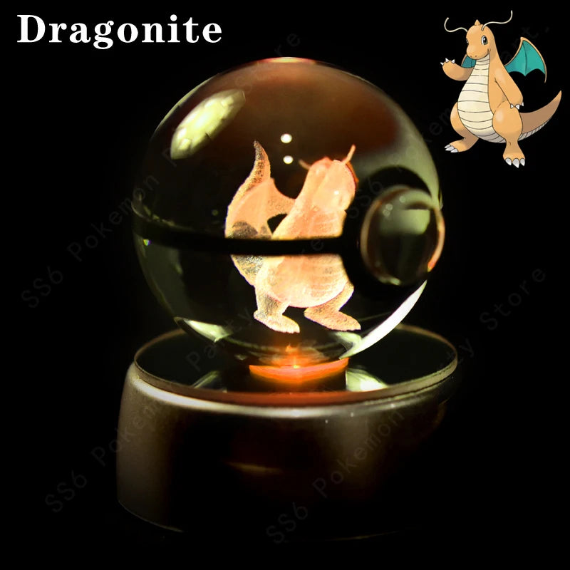 "Pokémon Crystal Ball 3D Lamp – Pikachu, Gengar, Mew, Mewtwo Glass Ball Figure with Pokéball Base, Perfect Night Light & Birthday Gift for Pokémon Fans" - AMAZEALL.STORE