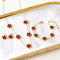 3Pcs 18k Gold-Plated Five-Leaf Flower Jewelry Set - AMAZEALL.STORE