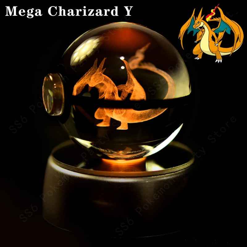 "Pokémon Crystal Ball 3D Lamp – Pikachu, Gengar, Mew, Mewtwo Glass Ball Figure with Pokéball Base, Perfect Night Light & Birthday Gift for Pokémon Fans" - AMAZEALL.STORE