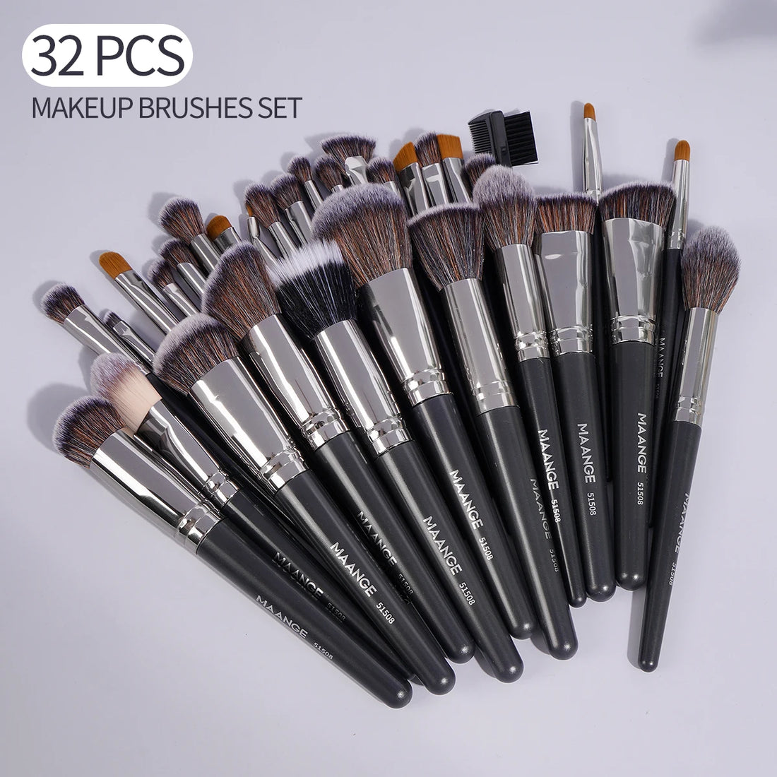 "MAANGE 50pcs Makeup Tool Kit – 32pcs Professional Foundation Brushes, 13pcs Blender Sponges & Puff, Makeup Remover Pad, Perfect for Travel" - AMAZEALL.STORE