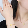 3Pcs 18k Gold-Plated Five-Leaf Flower Jewelry Set - AMAZEALL.STORE