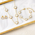 3Pcs 18k Gold-Plated Five-Leaf Flower Jewelry Set - AMAZEALL.STORE