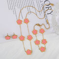 3Pcs 18k Gold-Plated Five-Leaf Flower Jewelry Set - AMAZEALL.STORE