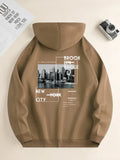 Men's new fashion hoodie, casual everyday drawstring hooded sweatshirt, city print, front kangaroo pocket, men's jacket - AMAZEALL.STORE