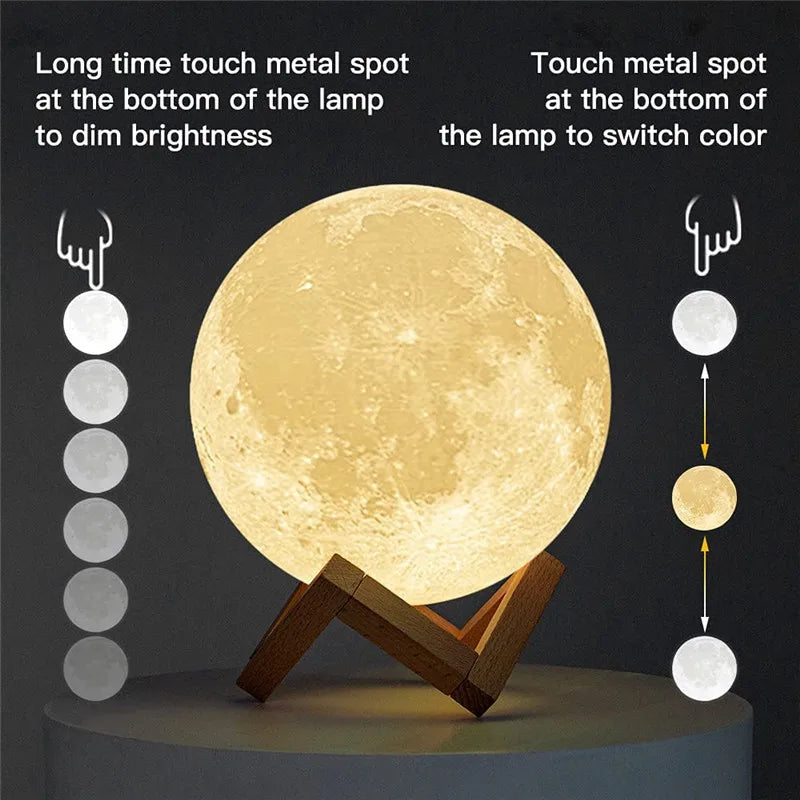 3D Printed Moon Lamp Rechargeable - AMAZEALL.STORE