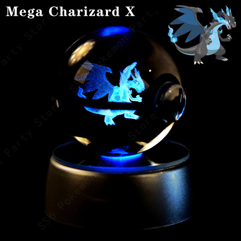 "Pokémon Crystal Ball 3D Lamp – Pikachu, Gengar, Mew, Mewtwo Glass Ball Figure with Pokéball Base, Perfect Night Light & Birthday Gift for Pokémon Fans" - AMAZEALL.STORE