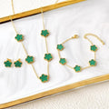 3Pcs 18k Gold-Plated Five-Leaf Flower Jewelry Set - AMAZEALL.STORE