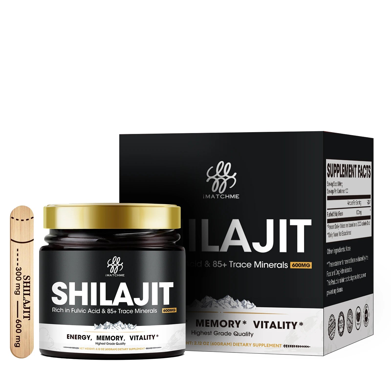 "iMATCHME 600MG Natural Shilajit Resin Drink – Original Mineral Supplement for Immune Health, Metabolism, and Overall Physical Wellness" - AMAZEALL.STORE