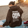 GOOD NEWS JESUS LOVES YOU Hoodie Christian Sweatshirt Jesus Hoodie Trendy Hoodie Bible Verse Shirt Unisex Aesthetic Clothes - AMAZEALL.STORE