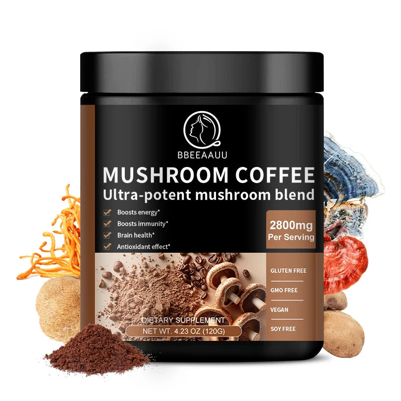 "BBEEAAUU Mushroom Coffee – Ganoderma Lucidum & Cordyceps Sinensis for Energy, Mental Clarity, Concentration Support & Brain Boost" - AMAZEALL.STORE