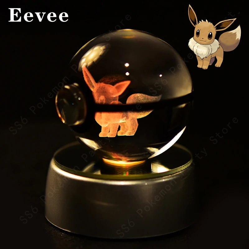 "Pokémon Crystal Ball 3D Lamp – Pikachu, Gengar, Mew, Mewtwo Glass Ball Figure with Pokéball Base, Perfect Night Light & Birthday Gift for Pokémon Fans" - AMAZEALL.STORE