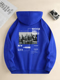 Men's new fashion hoodie, casual everyday drawstring hooded sweatshirt, city print, front kangaroo pocket, men's jacket - AMAZEALL.STORE