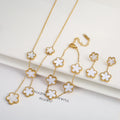 3Pcs 18k Gold-Plated Five-Leaf Flower Jewelry Set - AMAZEALL.STORE